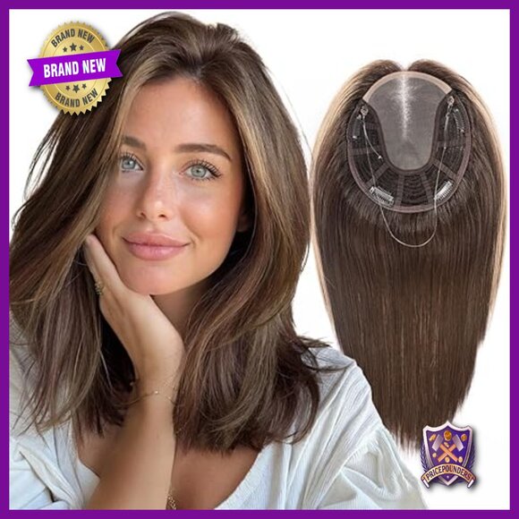 Large Swiss Mono Base Human Hair Topper 6x7 80g For Thinning Hair